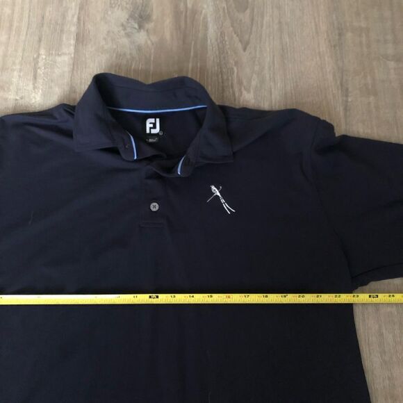 FootJoy FJ Golf Solid Pique Short Sleeve Navy Blue Polo Shirt Sz Large Bird Logo - Picture 9 of 10
